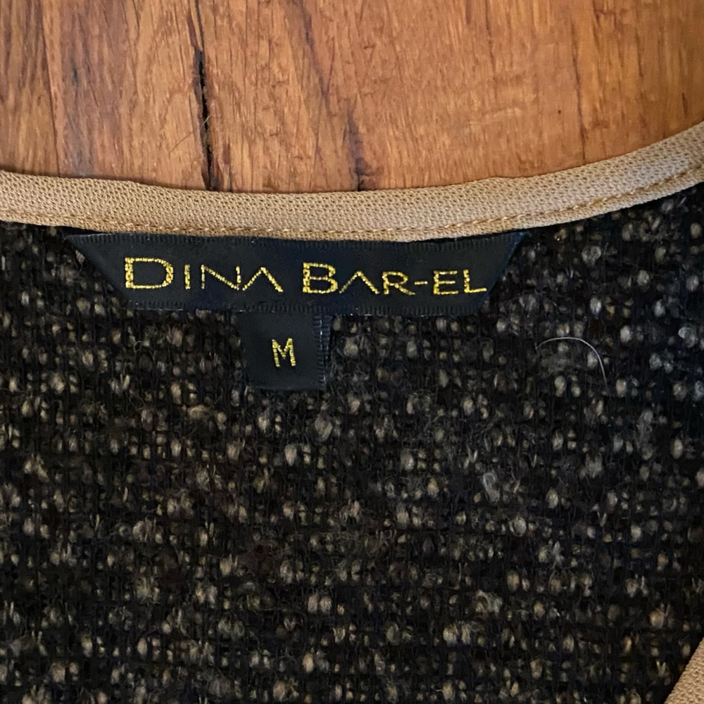 Dina Bar-El Brown V-Neck Sweater w/ Exquisite Details, Side Zipper, Size Medium - Picture 2 of 7